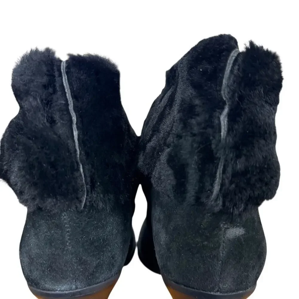 Steve Madden Mayb Faux Fur Trim High Heel Suede Leather Boots Booties sz 10 M